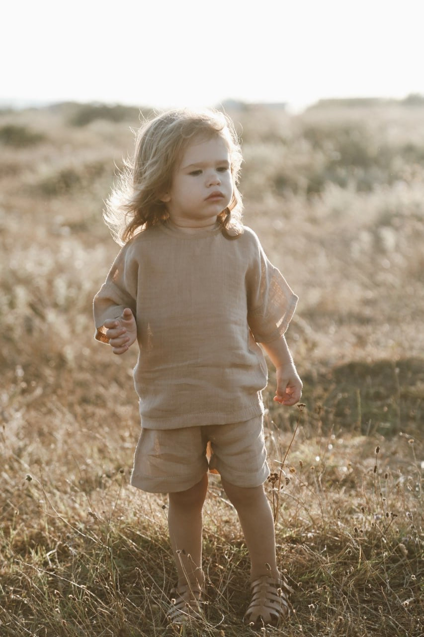 SHORT MUSLIN SET BEJ