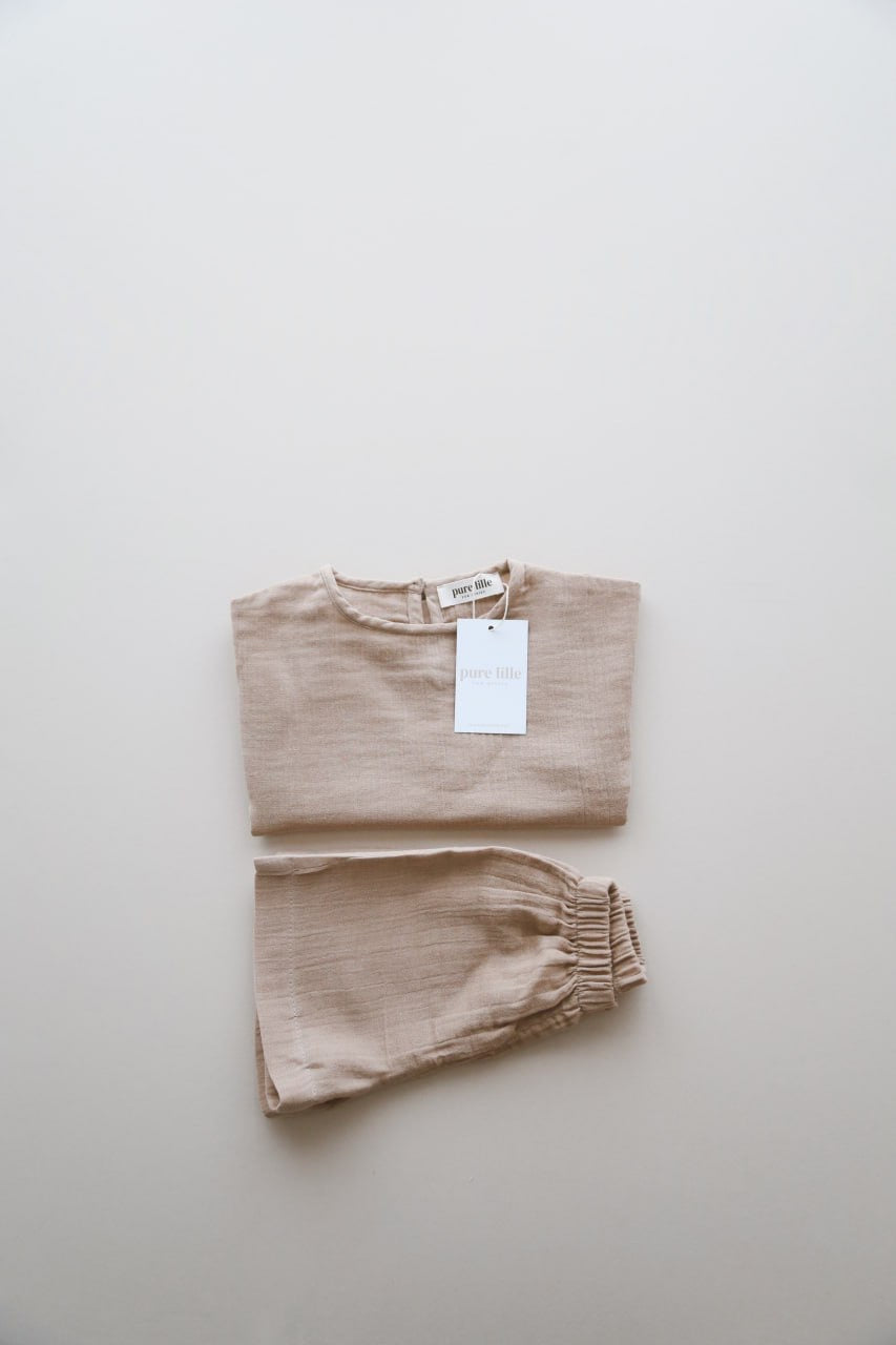 SHORT MUSLIN SET BEJ