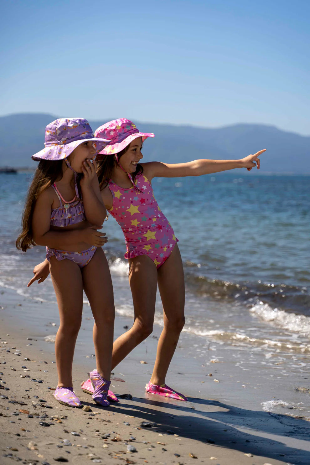 UV Korumalı Ruffle Bikini Set Rainbow Unicorn Lilac