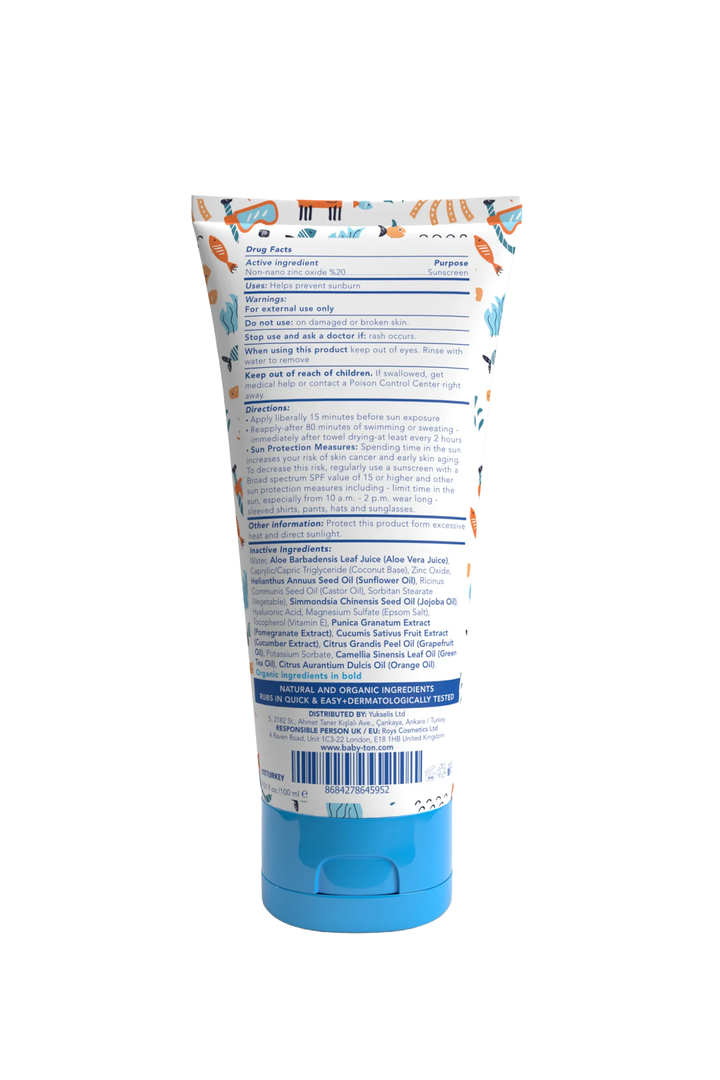 Bebek ve Çocuklar İçin Suya Dayanıklı Güneş Koruyucu Krem 100 ML