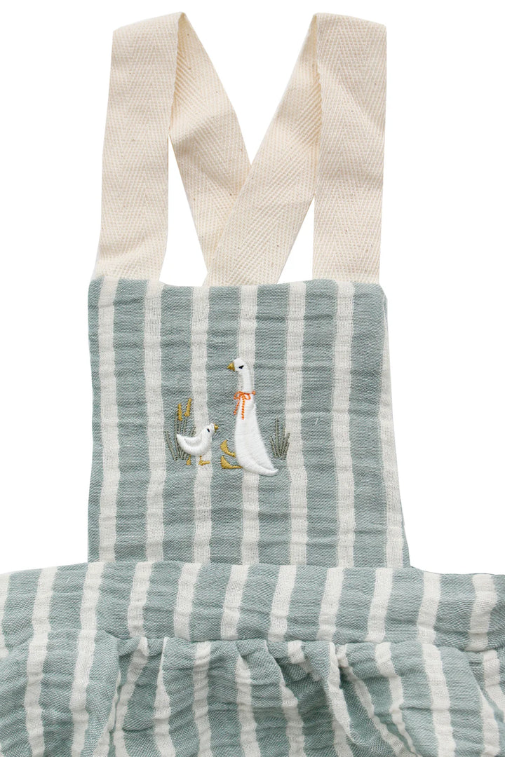 Anne Kaz Nakışlı Müslin Bebek Salopet Mint