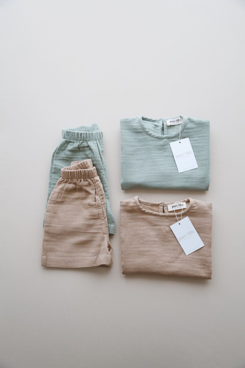 SHORT MUSLIN SET BEJ