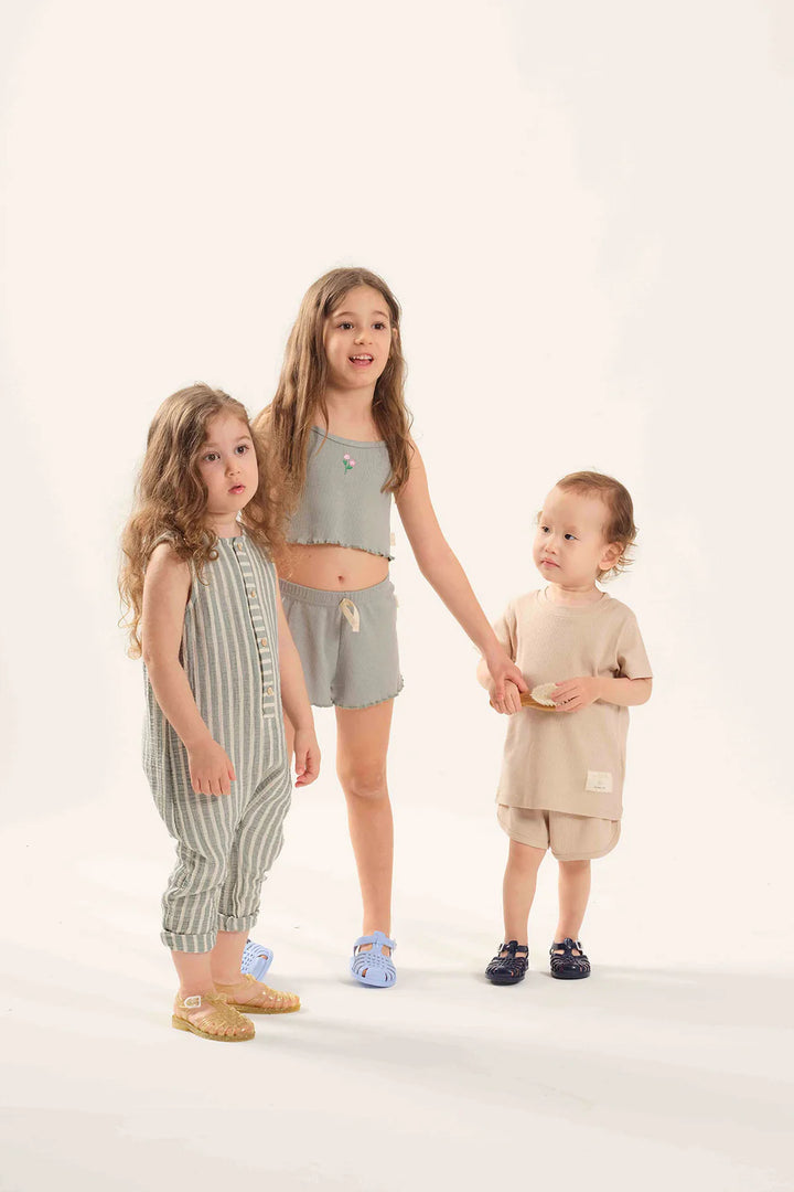 Flora Nakışlı Crop Fitilli Takım Mint