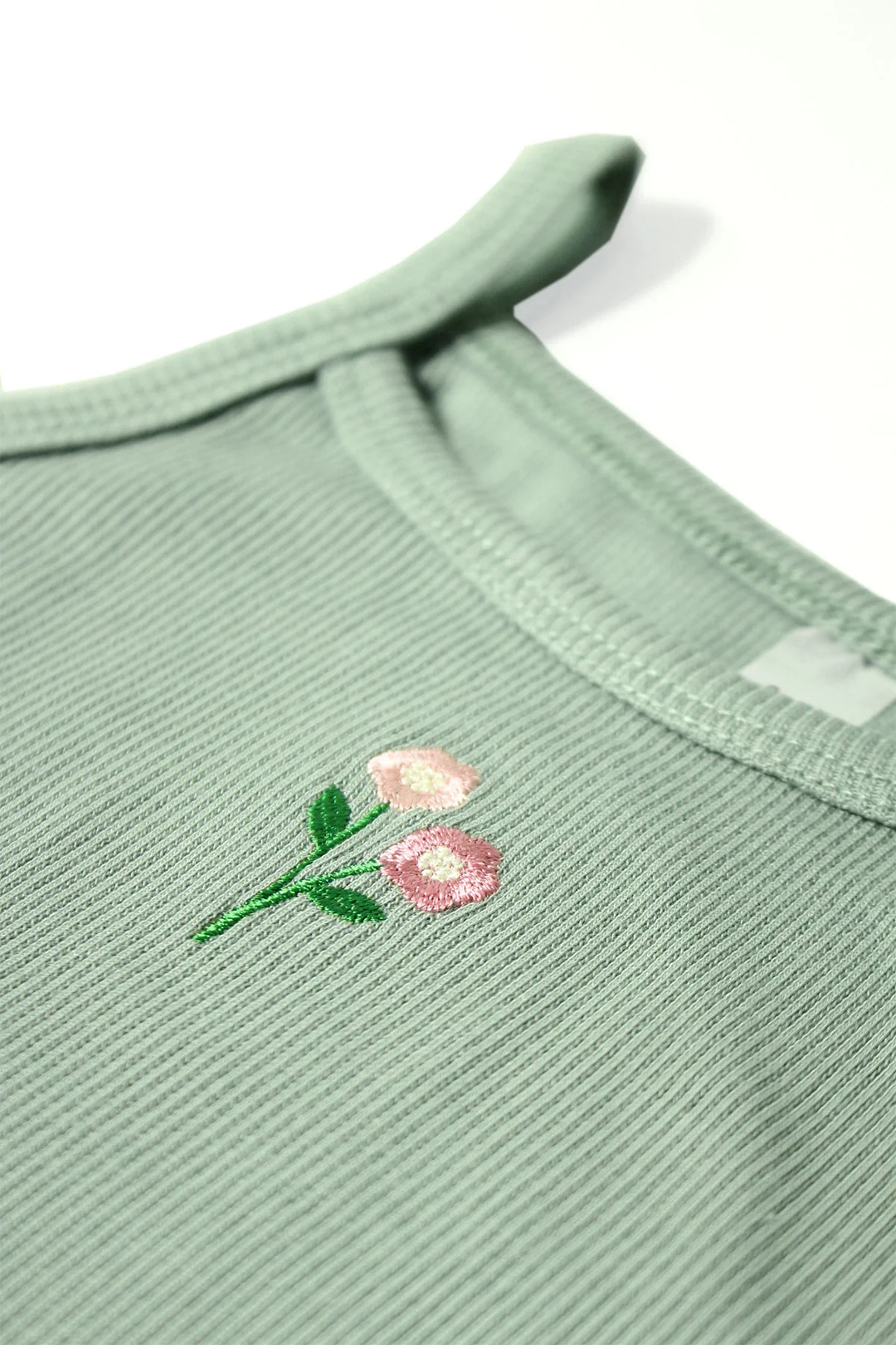 Flora Nakışlı Crop Fitilli Takım Mint
