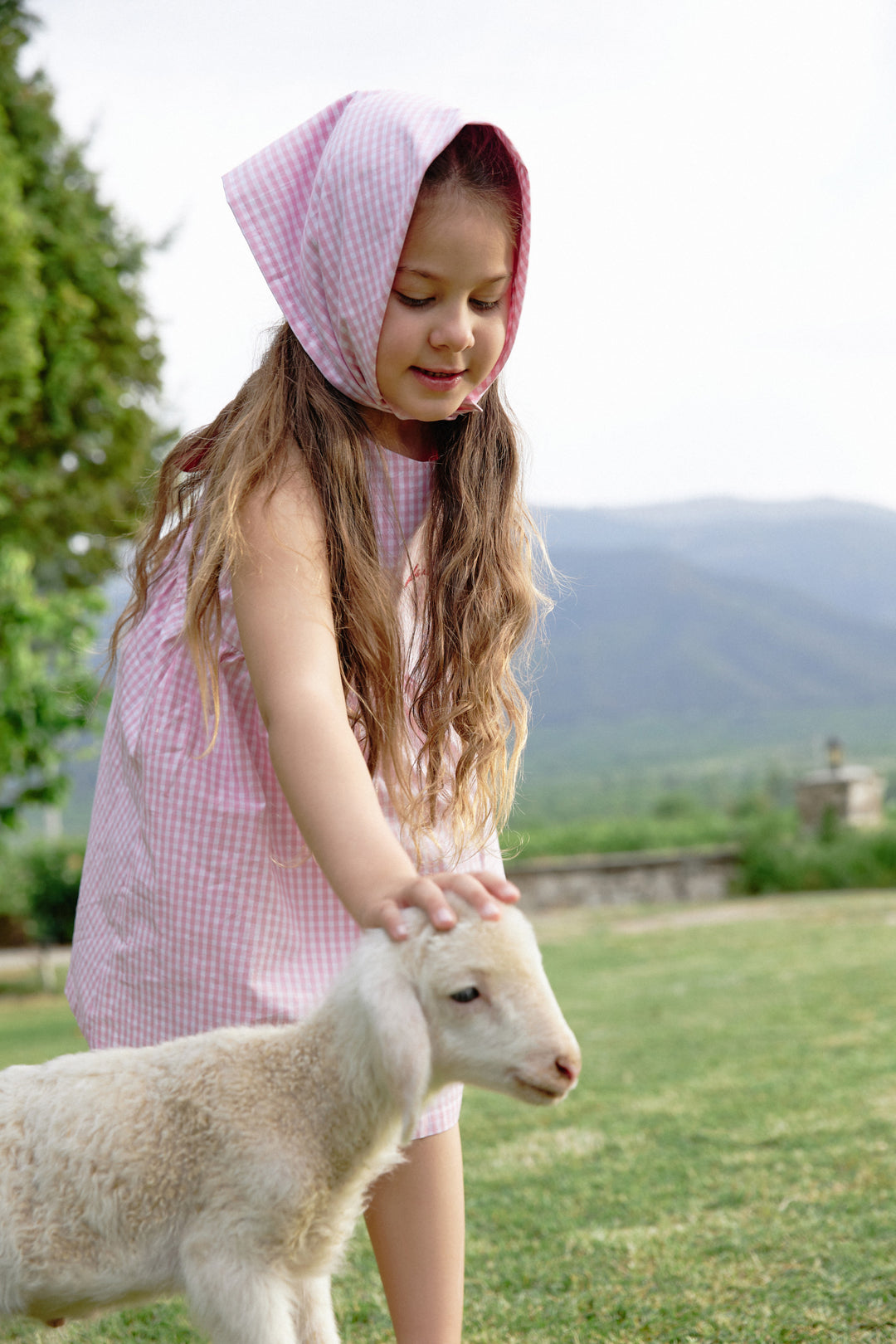 Miela Kids Cherry Detaylı Pembe Ekose Elbise