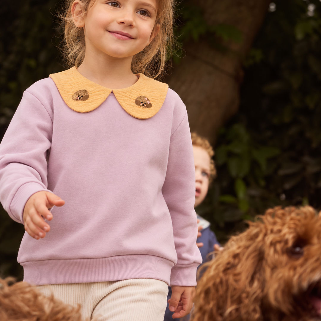 Müslin Yaka Detaylı Sweatshirt -Lila