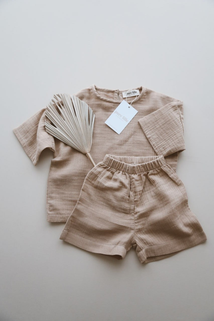 SHORT MUSLIN SET BEJ
