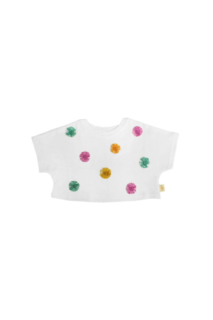 Püsküllü Crop T shirt Beyaz