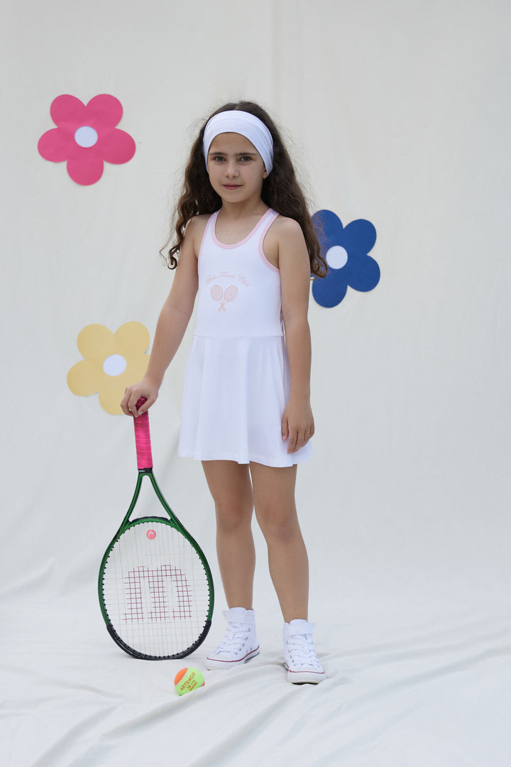Miela Kids Tennis Club  Kız Çocuk Tenis Elbisesi Beyaz