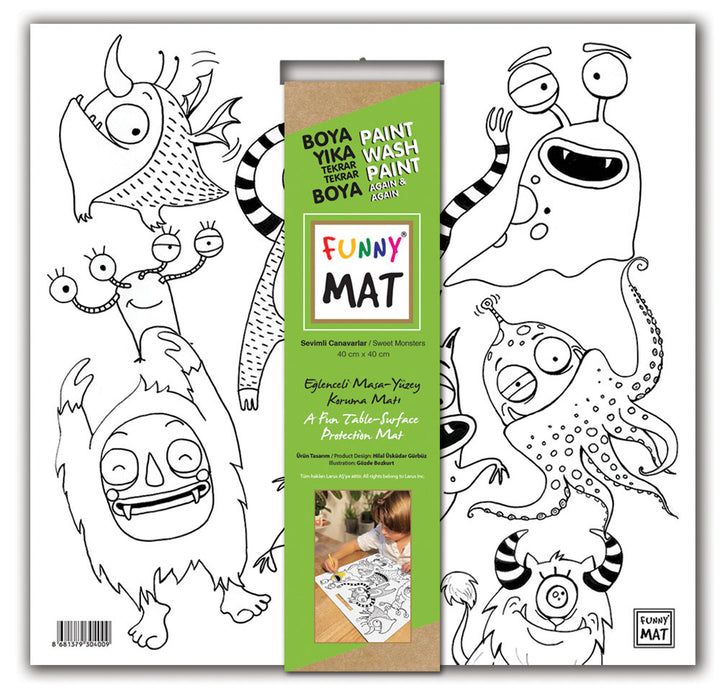 FUNNY MAT WHITE 40X40CM SEVİMLİ CANAVARLAR