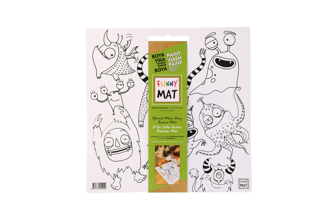 FUNNY MAT WHITE 40X40CM SEVİMLİ CANAVARLAR