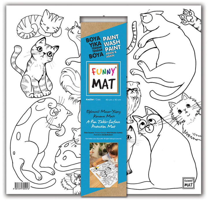 FUNNY MAT WHITE 40X40CM KEDİLER