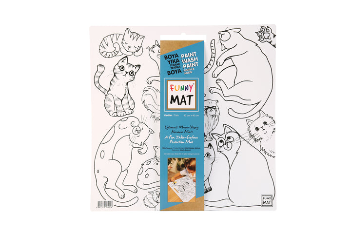 FUNNY MAT WHITE 40X40CM KEDİLER