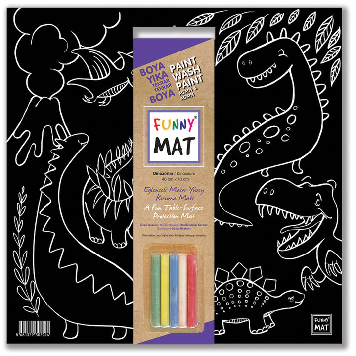 FUNNY MAT BLACK (TEBEŞİRLİ ) DİNAZORLAR 40*40CM