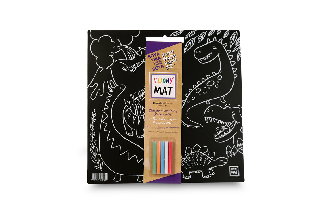 FUNNY MAT BLACK (TEBEŞİRLİ ) DİNAZORLAR 40*40CM