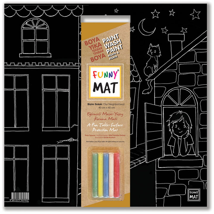 FUNNY MAT BLACK (TEBEŞİRLİ ) BİZİM SOKAK 40*40CM