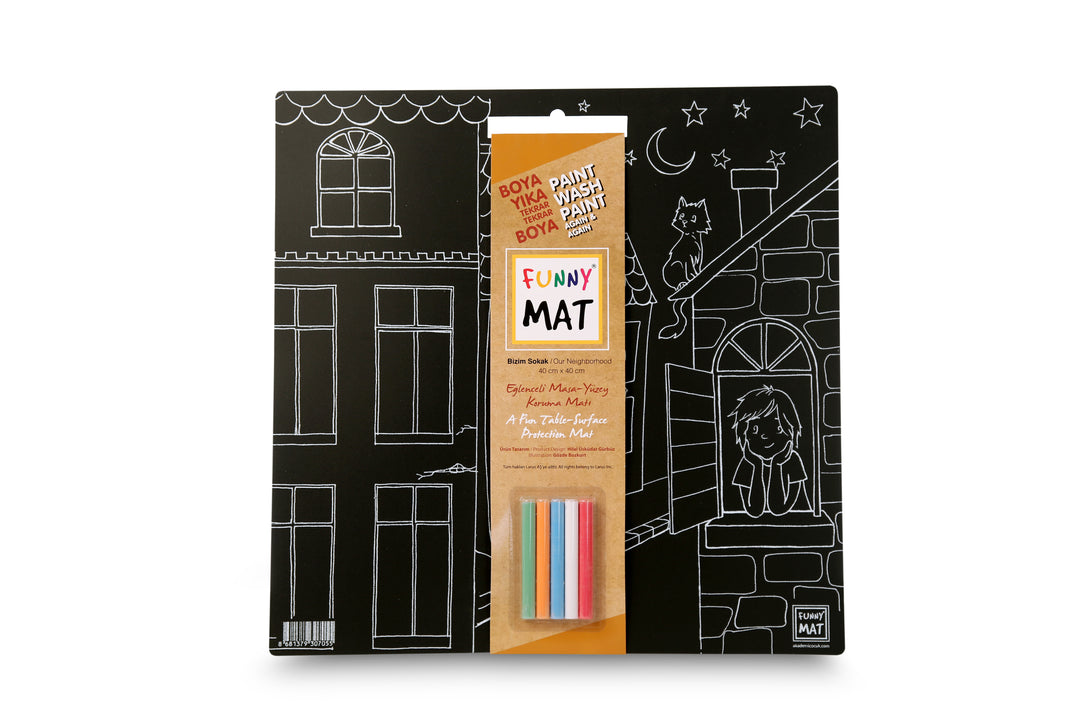 FUNNY MAT BLACK (TEBEŞİRLİ ) BİZİM SOKAK 40*40CM