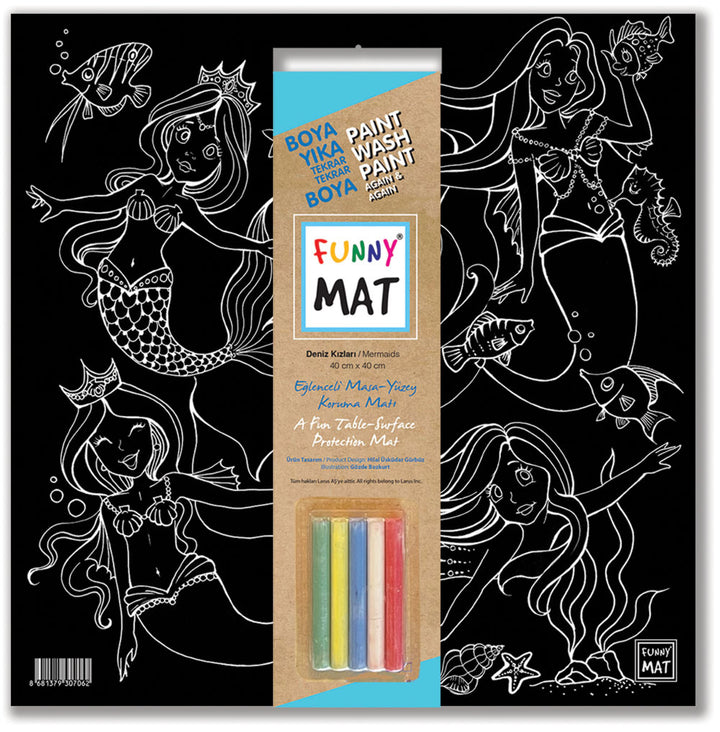 FUNNY MAT BLACK (TEBEŞİRLİ ) DENİZ KIZLARI 40*40CM