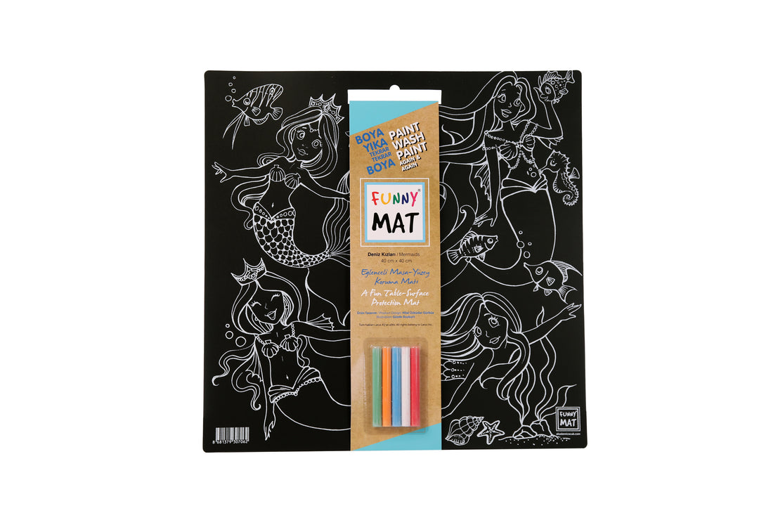 FUNNY MAT BLACK (TEBEŞİRLİ ) DENİZ KIZLARI 40*40CM