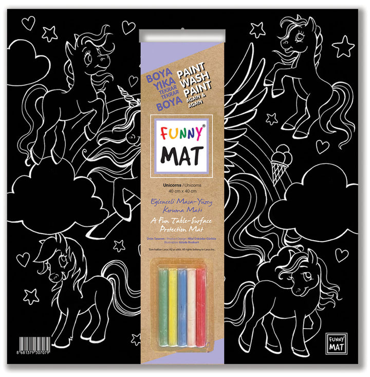 FUNNY MAT BLACK (TEBEŞİRLİ ) UNİCORN 40*40CM