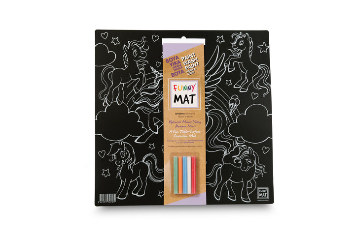 FUNNY MAT BLACK (TEBEŞİRLİ ) UNİCORN 40*40CM