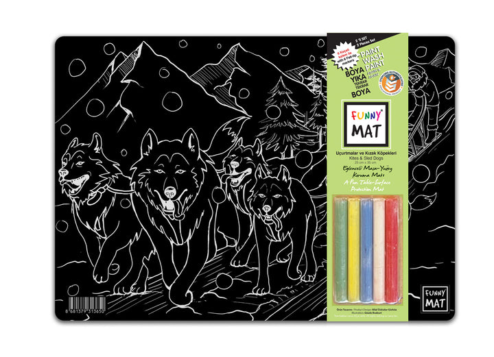 FUNNY MAT 2Lİ SET SLED DOGS &amp; KITES 25X35CM 2 PAKET WİTH 5 &