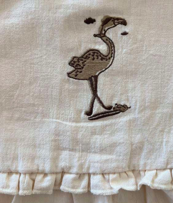 IVORY CREAM ‘FLAMINGO SURFING’ DRESS