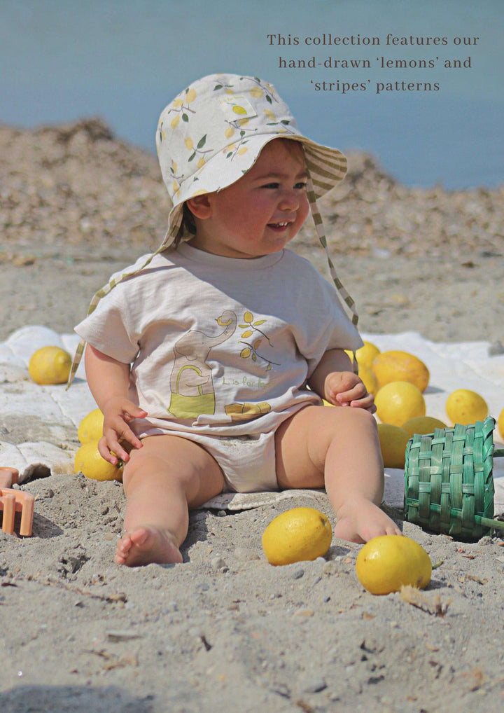 Auntie Me Elephant picking up Lemons’ Bubble Onesie 100% organic cotton - certified