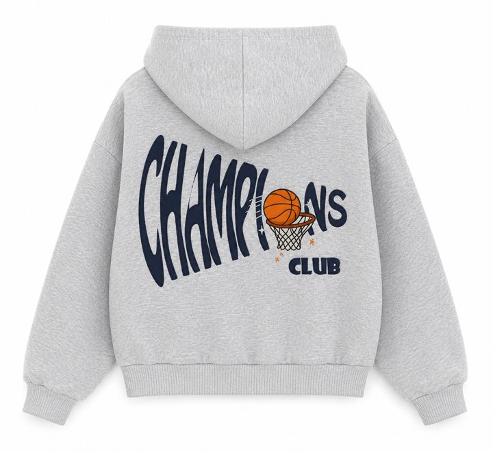 Basketball Champion Club Kapüşonlu Sweatshirt - Gri Melanj