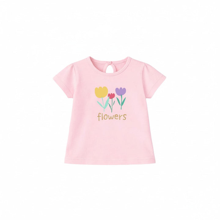 FLOWER COTTON DAILY T-SHIRT PUDRA