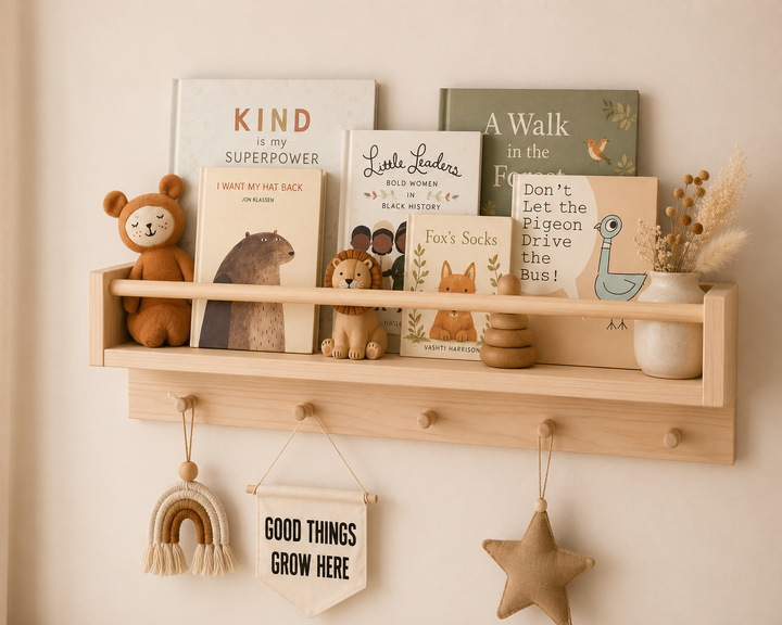Montessori Kitaplık Rafı ve Askılık
