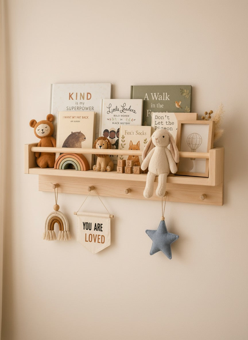 Montessori Kitaplık Rafı ve Askılık