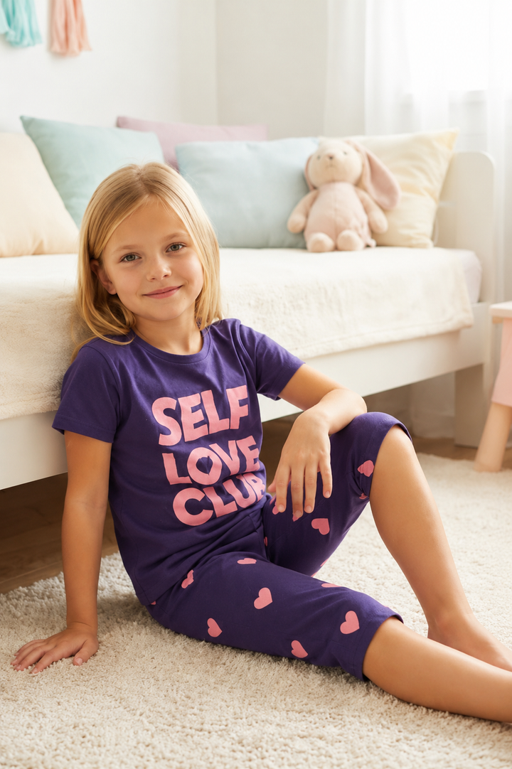 Vitmo Lacivert %100 Pamuk Kapri Pijama Takımı Self Love