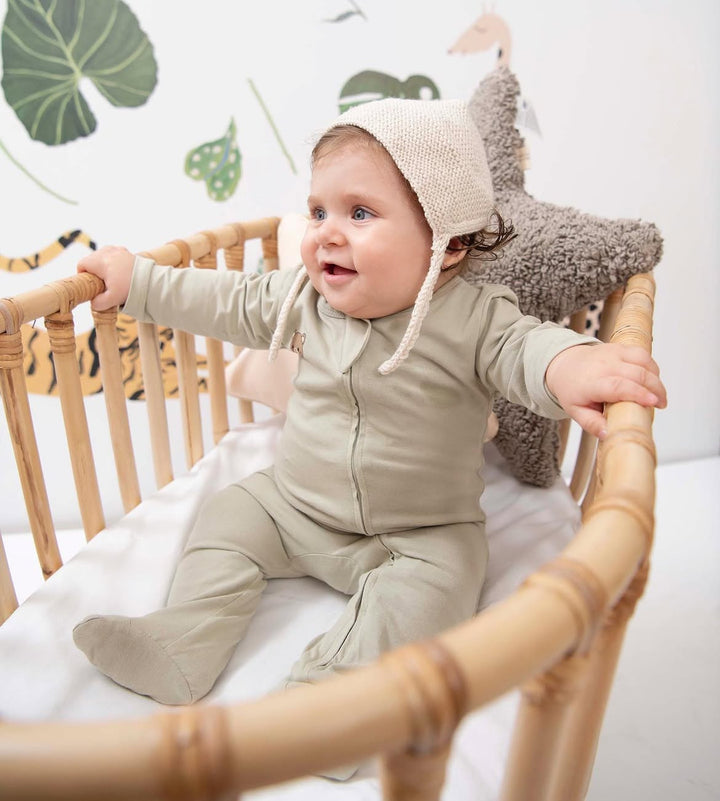 ORGANIK BASKILI FERMUARLI TULUM SET ZEYTİN (AYICIK)