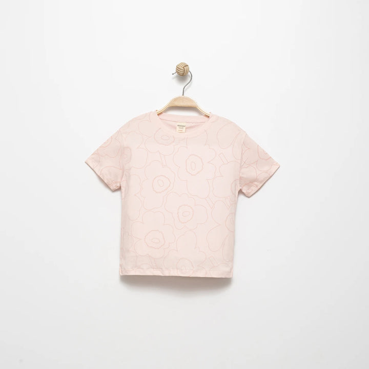 Soft Çiçek Baskılı Pudra T-shirt 2532-2