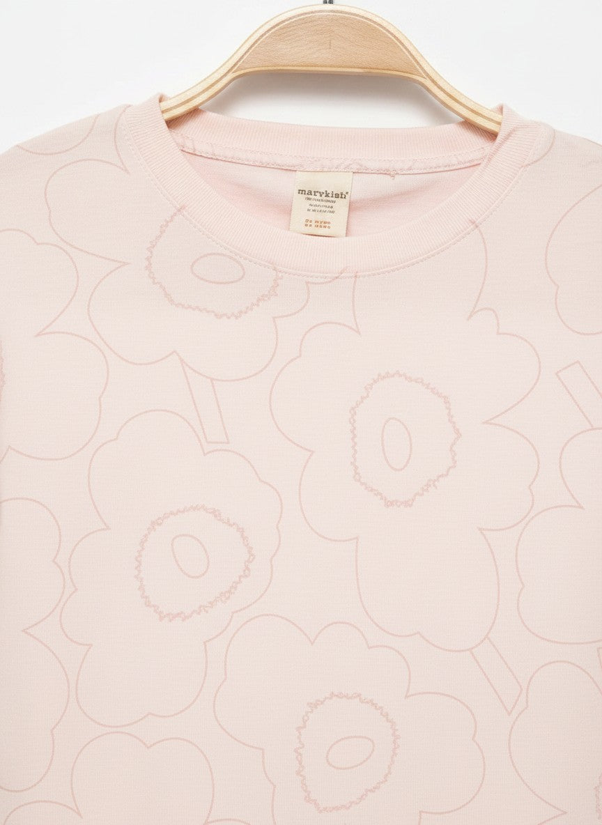 Soft Çiçek Baskılı Pudra T-shirt 2532-2