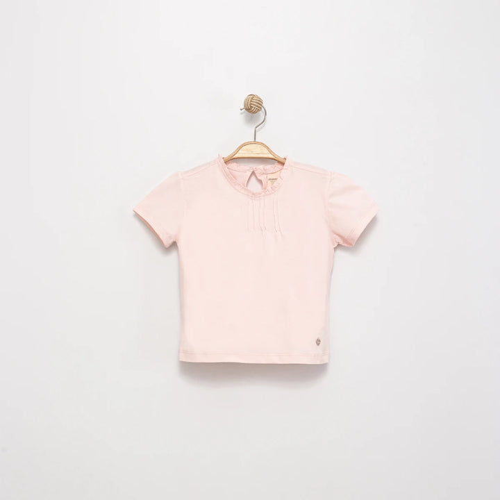Yaka Detaylı Soft Cotton T-shirt Pudra 2705-2