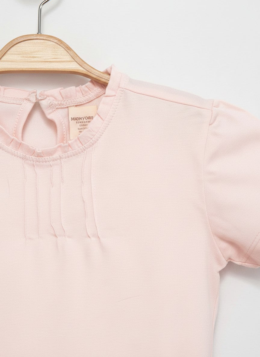 Yaka Detaylı Soft Cotton T-shirt Pudra 2705-2
