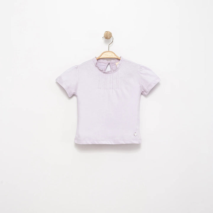Yaka Detaylı Soft Cotton T-shirt Lila 2705-2