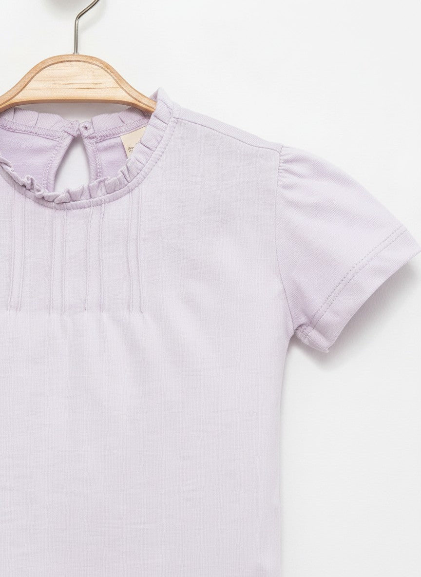 Yaka Detaylı Soft Cotton T-shirt Lila 2705-2