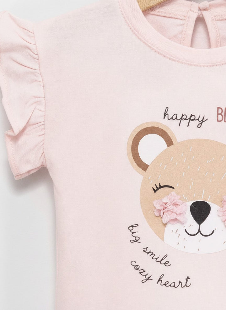 Happy Bear Kolsuz Soft Cotton Pudra T-shirt 2711-1
