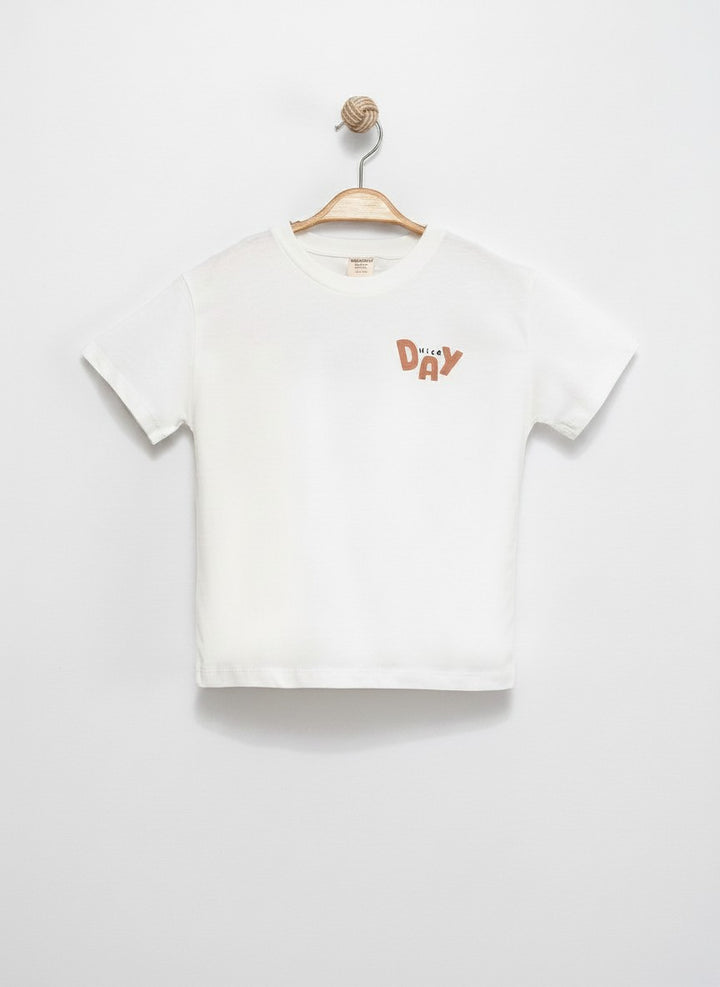 Nice Day Soft Cotton T-Shirt Beyaz 3414-3 Unisex
