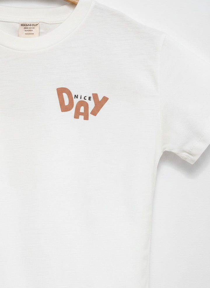Nice Day Soft Cotton T-Shirt Beyaz 3414-3 Unisex