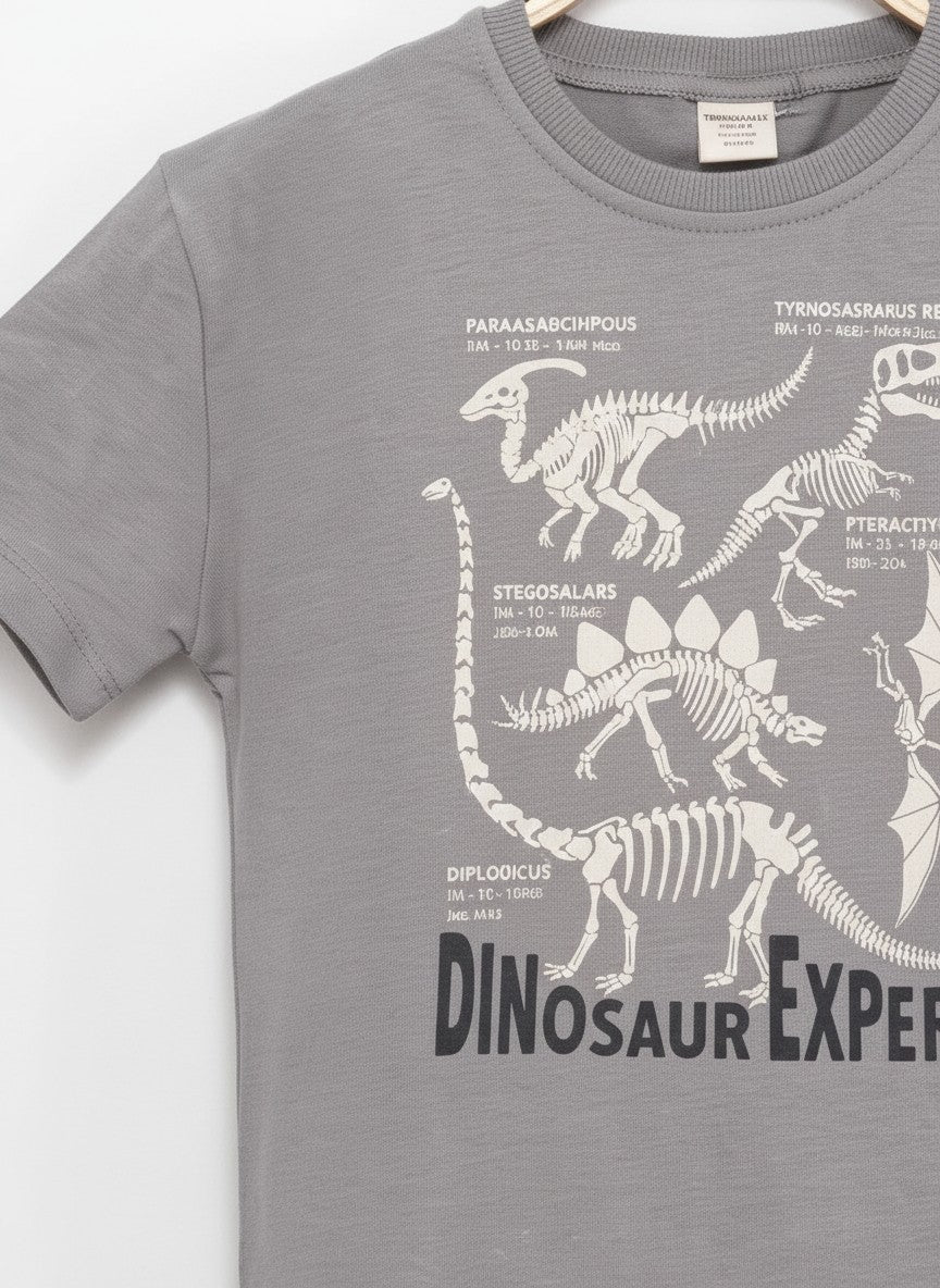 Dinasaur Cotton T-Shirt Antrasit 3488-3