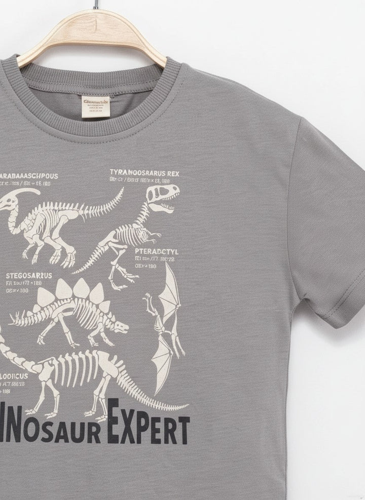 Dinasaur Cotton T-Shirt Antrasit 3488-3