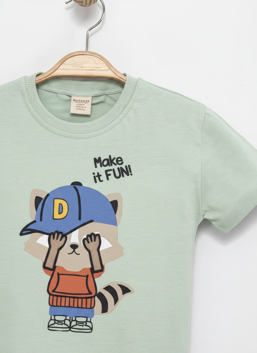 Make it Fun Mint Cotton T-Shirt 3490-2