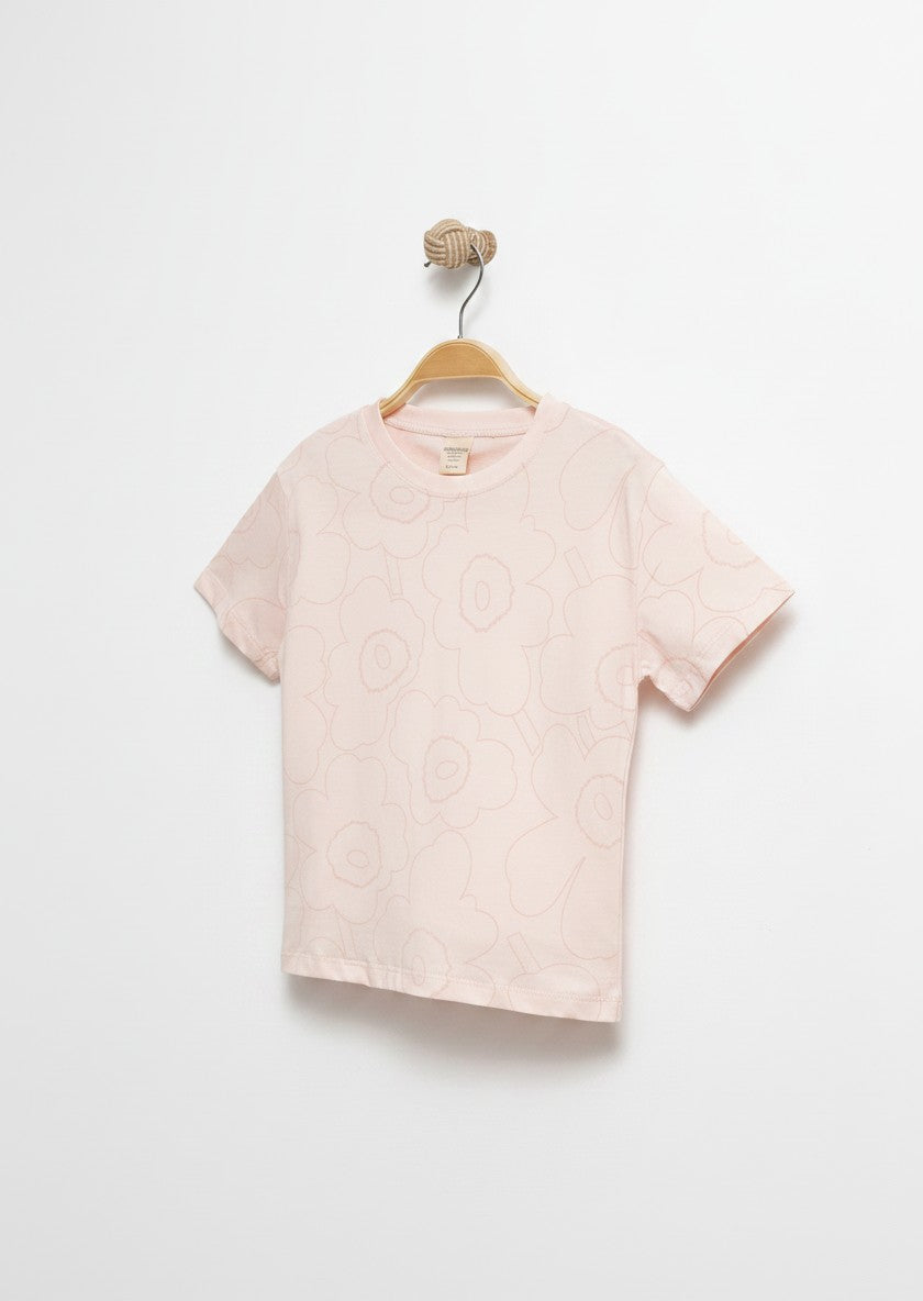Soft Çiçek Baskılı Pudra T-shirt 2532-2