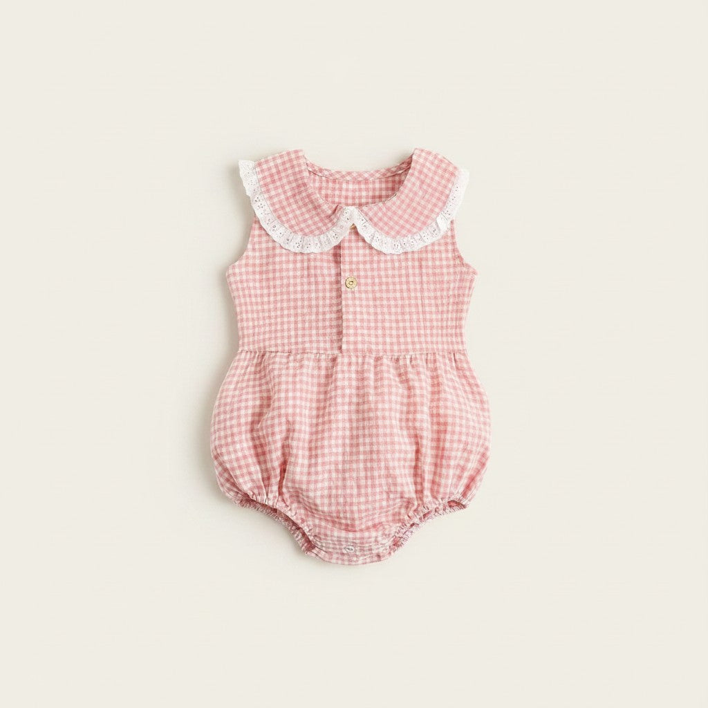 Petits Nobles Lily Gingham Collar Romper