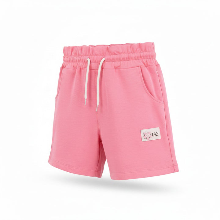 BELİ FIRFIRLI MİNİ ŞORT PEMBE