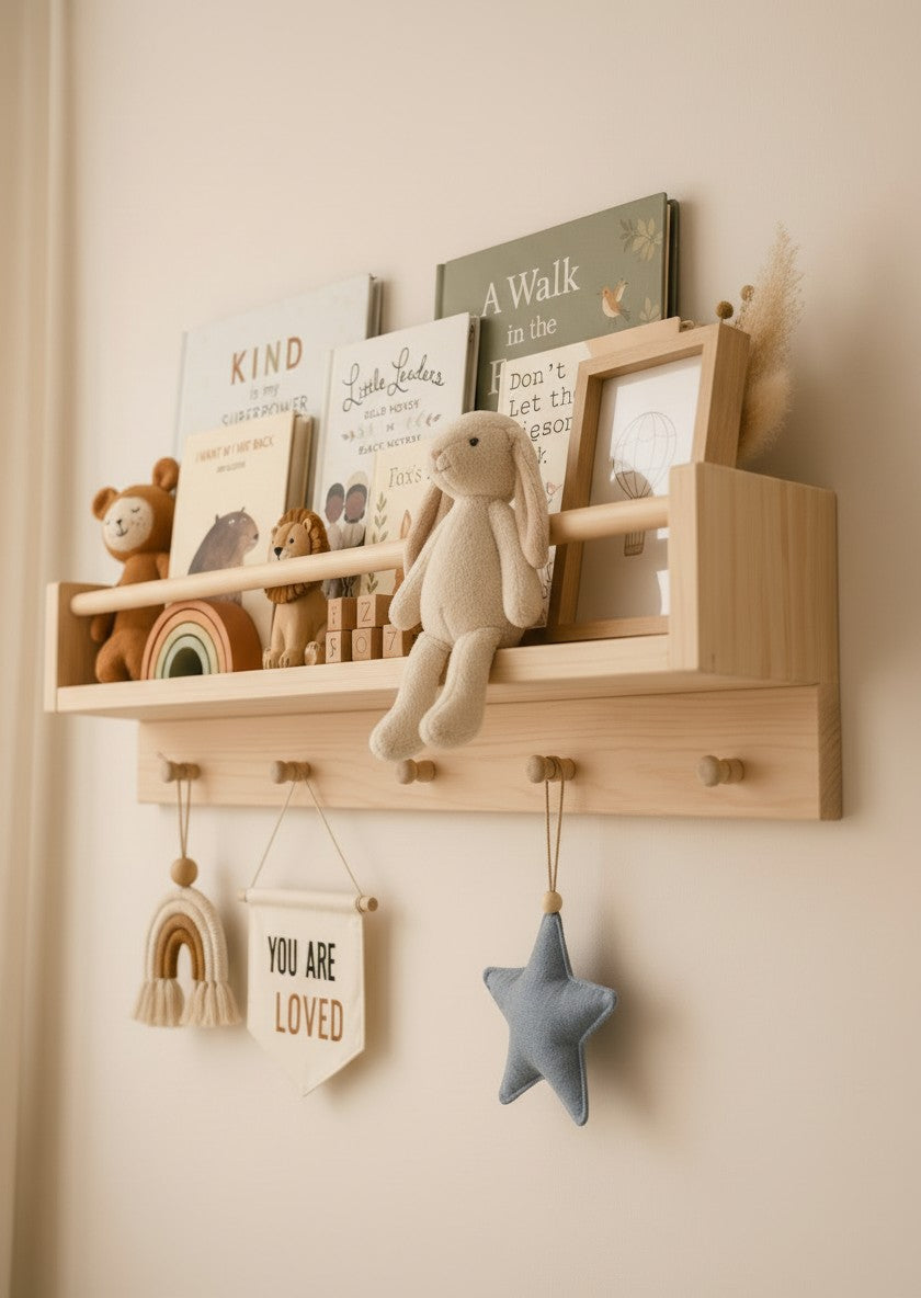 Montessori Kitaplık Rafı ve Askılık